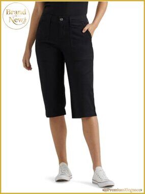Women's Cotton Spandex Relaxed Fit Skimmer Capri Pants with Flex Waistband,